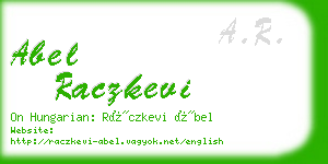 abel raczkevi business card